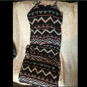 Black with Colorful Print Maxi Dress